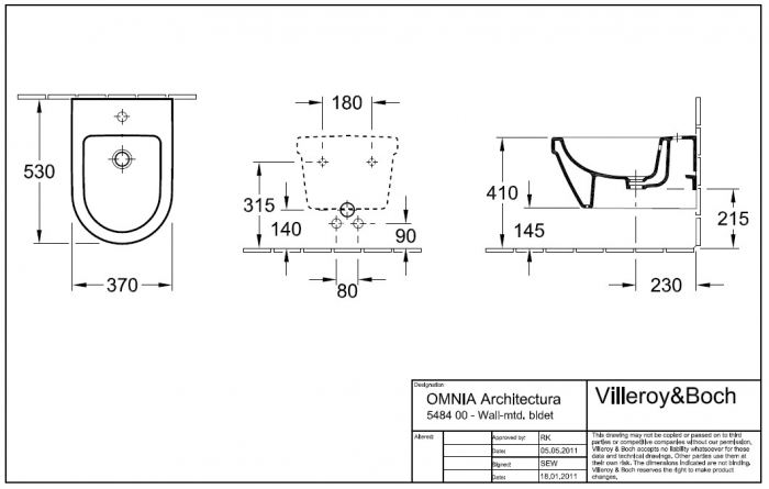 Bideu suspendat Architectura VILLEROY&BOCH 54840001 [6]