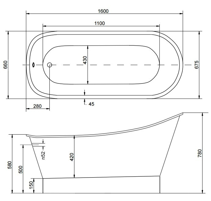 Cada freestanding 160 cm Gloria [3]
