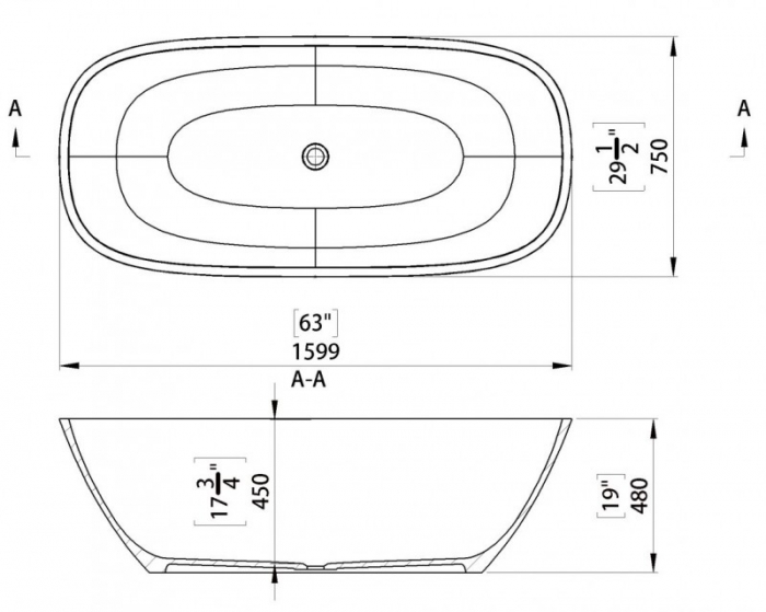 Cada freestanding 160 cm Arona [3]