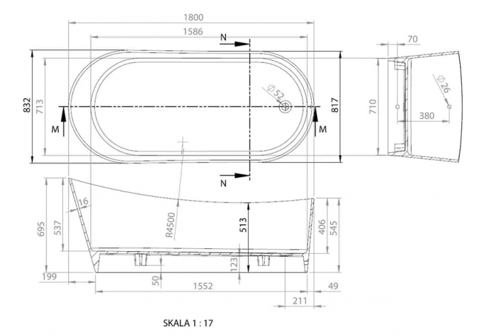 Cada freestanding 180 cm Cetus [3]