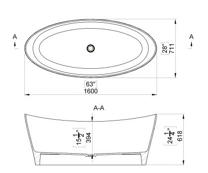 Cada freestanding 160 cm Poros [3]