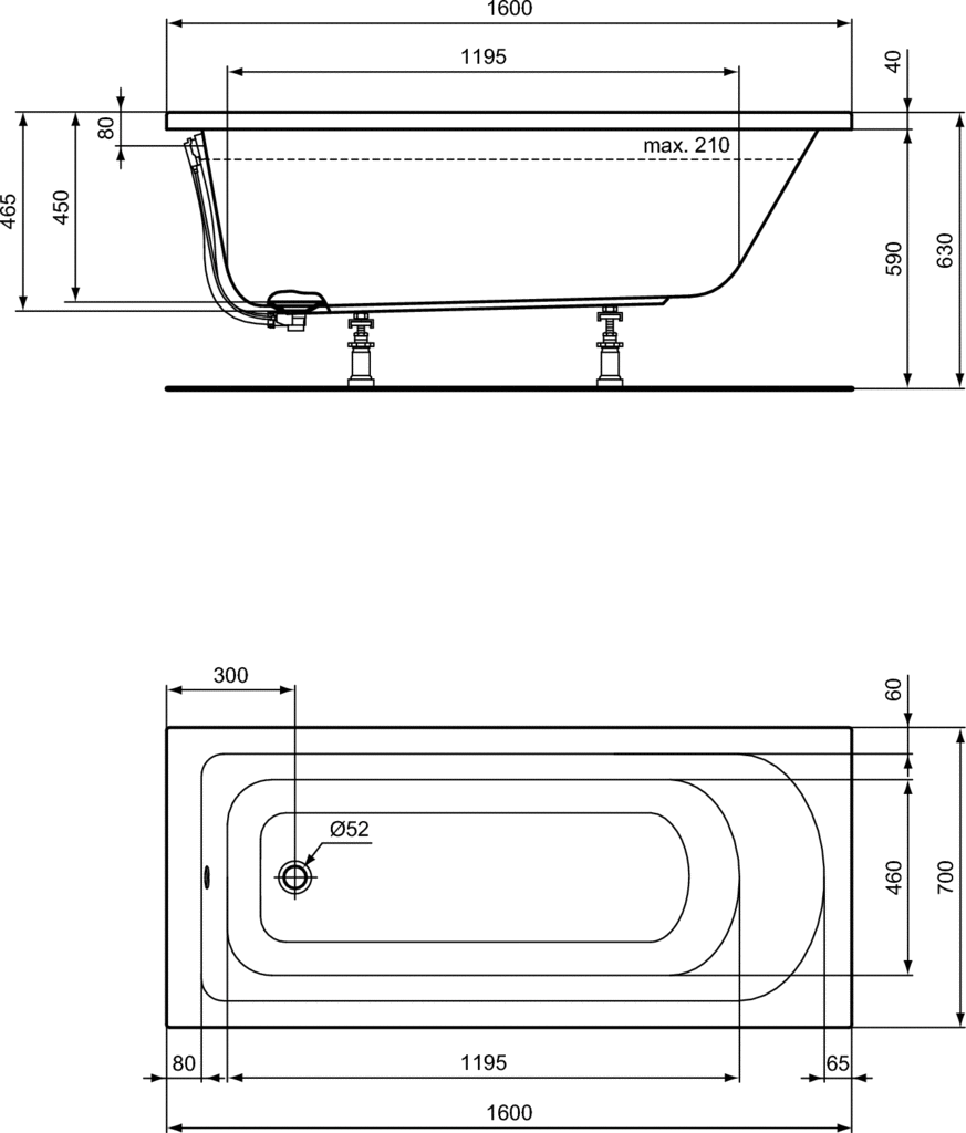 Cada rectangulara Ideal Standard Hotline 160x70 cm [2]