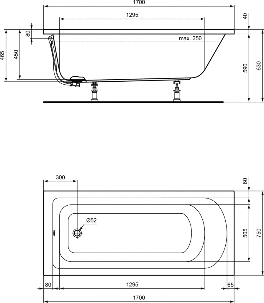 Cada rectangulara Ideal Standard Hotline 170x75 cm [4]