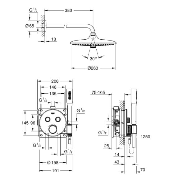 Sistem dus incastrat cu termostat Grohtherm Smartcontrol Grohe [5]