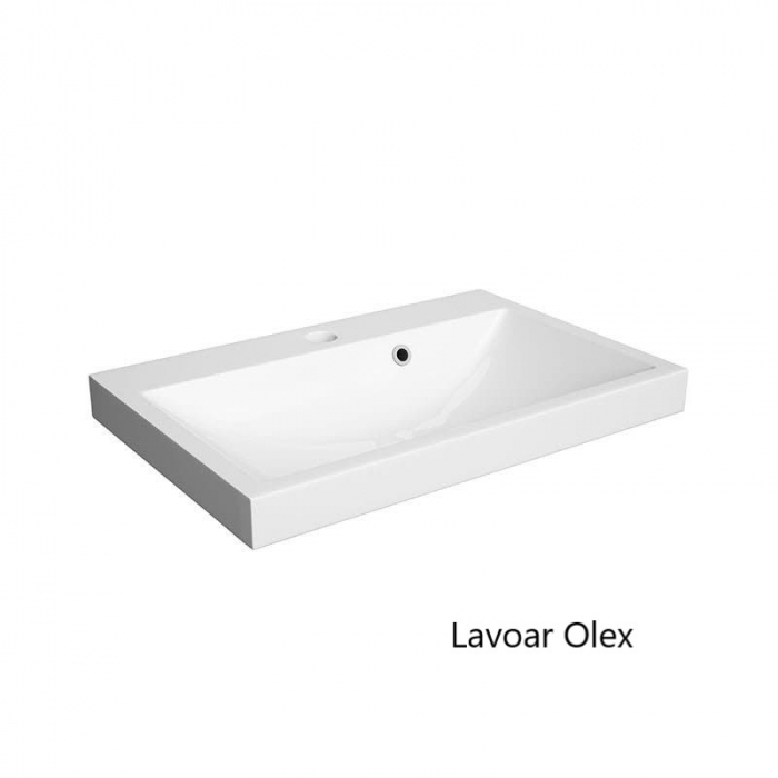 Set mobilier suspendat gri lucios Como Defra si lavoar 80 cm [2]