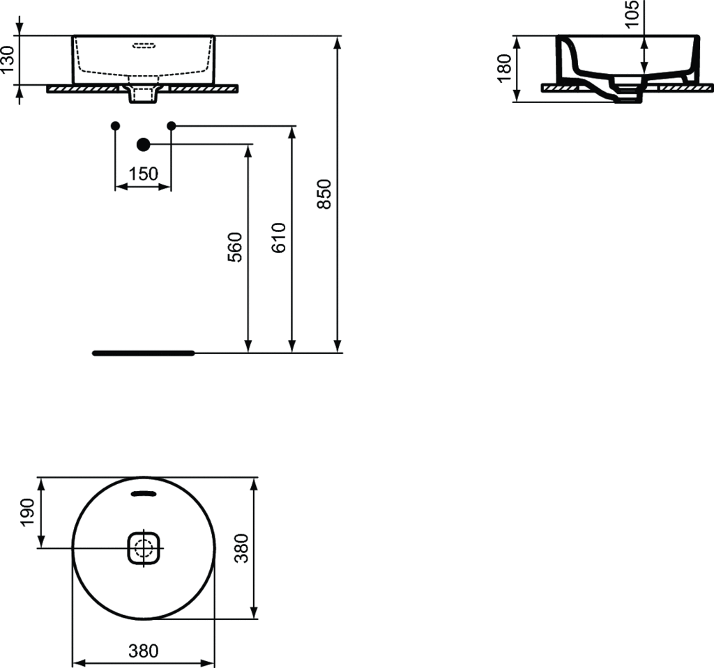 Lavoar rotund Strada II Ideal Standard 38 cm [2]