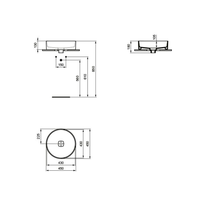 Lavoar rotund Strada II Ideal Standard 45 cm [2]