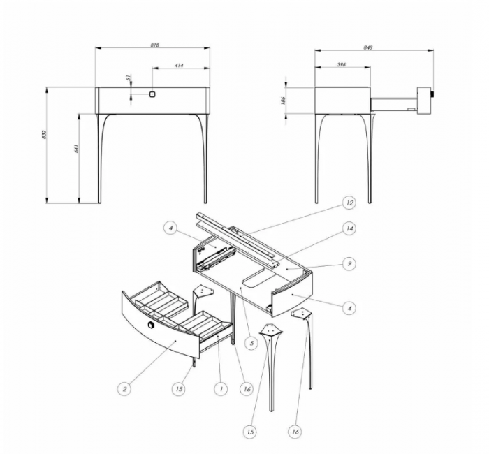 Mobilier stativ 82 cm cu un sertar Louis [4]