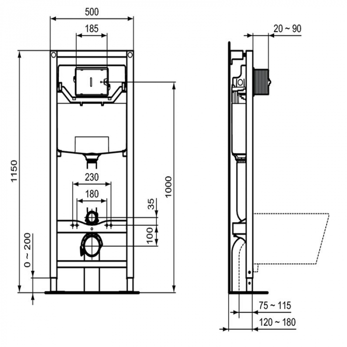 Rezervor incastrat pentru vas WC Prosys 120 mm R027767 [2]