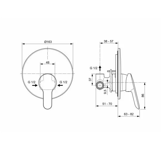 Set dus igienic cu baterie incastrata, suport si furtun Alpha Ideal Standard [5]