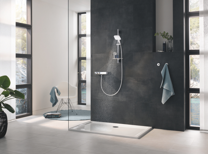 Set dus cu 3 jeturi si bara 60 cm Rainshower SmartActive 130 Cube Grohe crom alb [5]