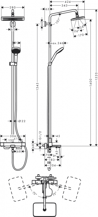 Set dus Hansgrohe Croma E 280 27687000 [7]
