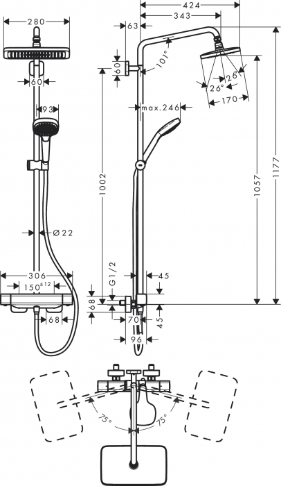 Set dus Hansgrohe Croma E 280 27630000 [5]
