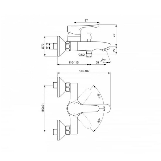 Set baterii 3 in 1 Baterie lavoar, baterie cada si set de dus Ideal Standard Alpha [4]