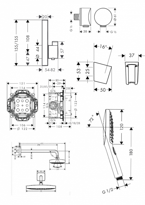 Set dus termostatic incastrat Design Raindance Select E300 [2]