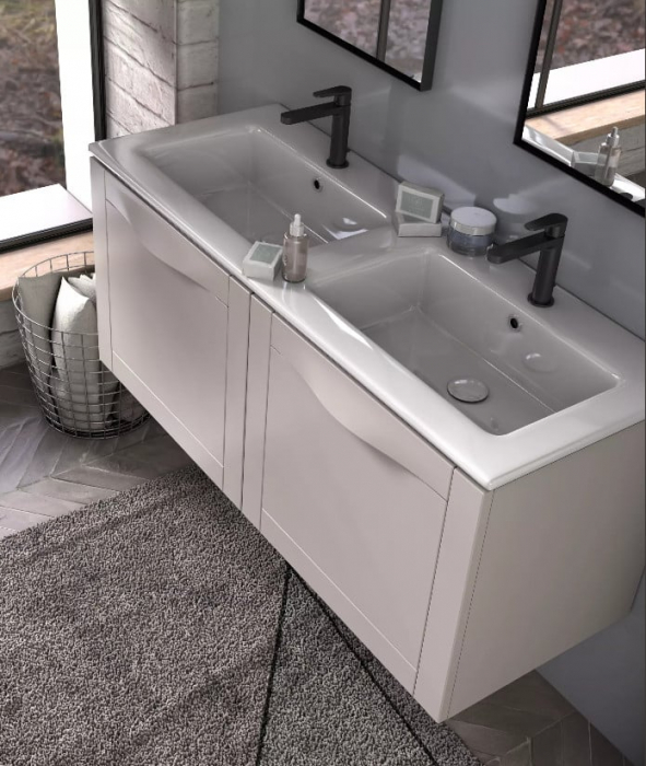Set mobilier de baie 60 cm Skagen alb mat si lavoar Amelia [2]