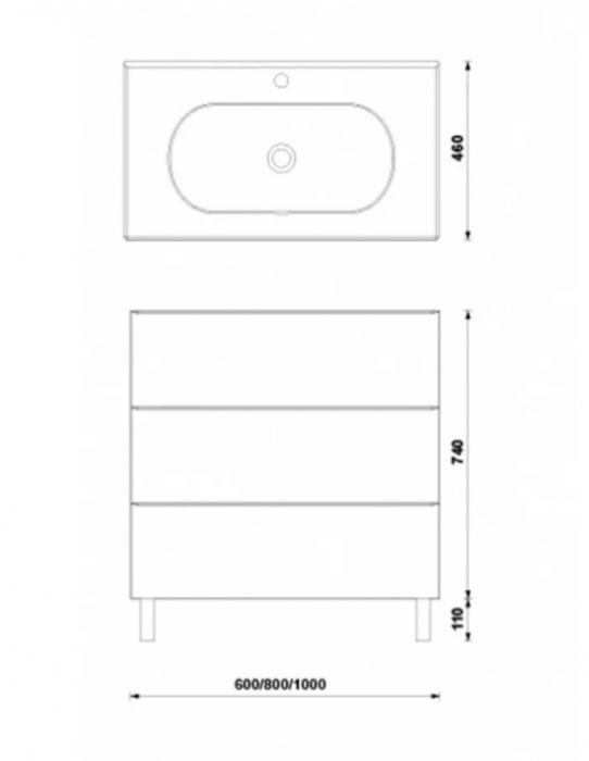 Set mobilier de baie stativ 80 cm cu 3 sertare Shona galet mat [2]