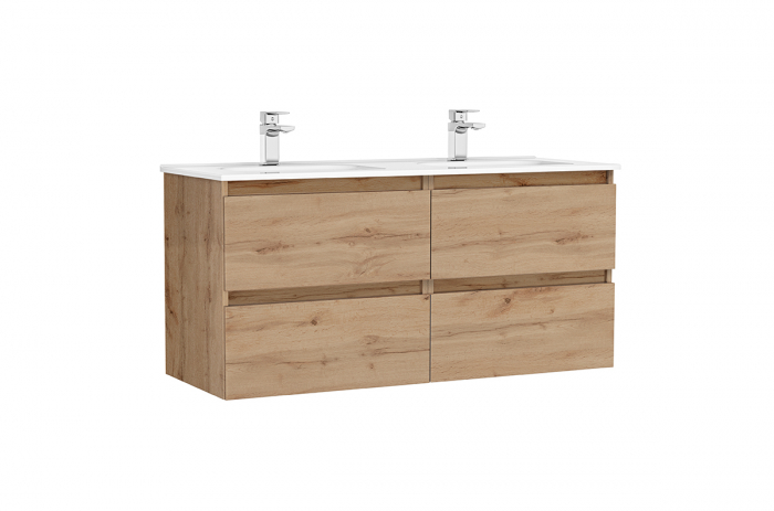 Set mobilier de baie suspendat 120 cm 4 sertare Daily stejar rustic [1]