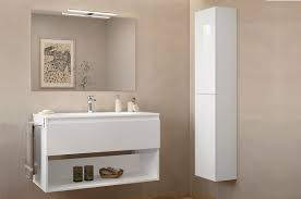 Set mobilier de baie suspendat 80 cm cu 1 sertar si 1 raft Daily alb lucios [2]