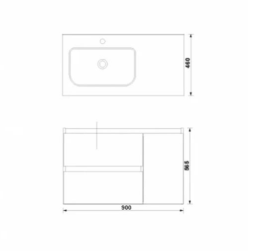 Set mobilier de baie suspendat 90 cm cu 2 sertare si 1 usa Daily alb lucios [2]