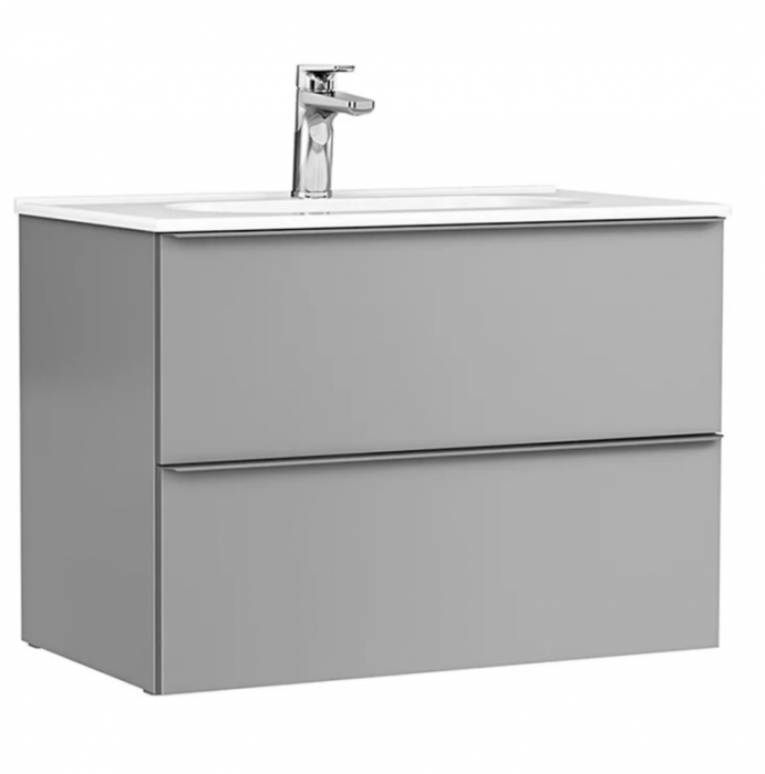 Set mobilier de baie suspendat 80 cm cu 2 sertare Shona galet mat [1]