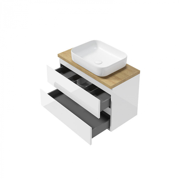 Set mobilier suspendat baie alb lucios Como Defra si lavoar 80 cm [6]