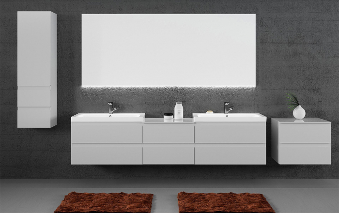 Set mobilier suspendat gri lucios Como Defra si lavoar 80 cm [3]