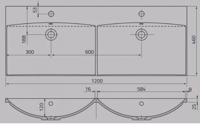 Set mobilier suspendat baie Siena și lavoar cu doua cuve Amelia 120 cm [5]