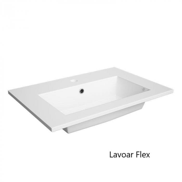 Set mobilier suspendat baie verde inchis mat Como Defra si lavoar 80 cm [2]