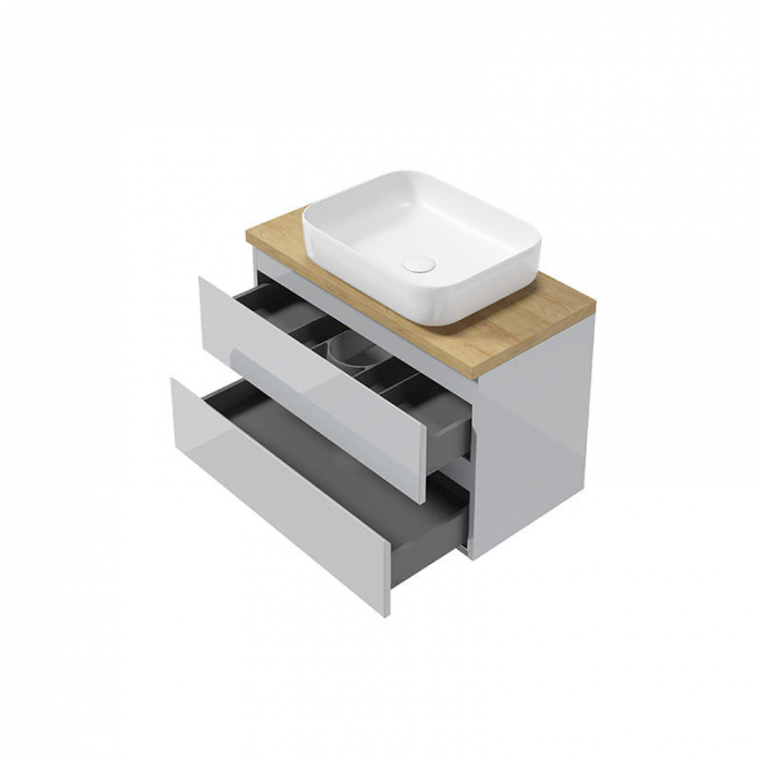 Set mobilier suspendat gri lucios Como Defra si lavoar 80 cm [4]