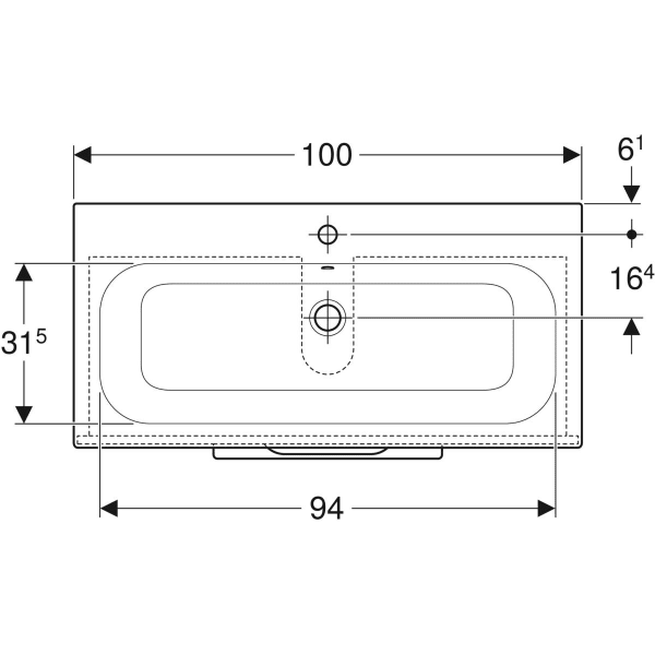 Set mobilier suspendat baie și lavoar Selnova Square 100 cm Geberit 2 sertare [11]