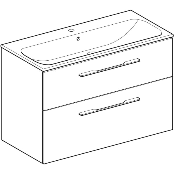 Set mobilier suspendat baie și lavoar Selnova Square 100 cm Geberit 2 sertare [8]