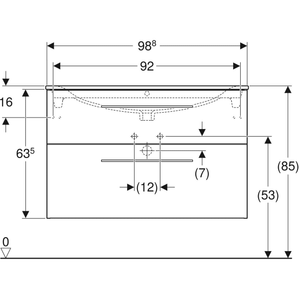Set mobilier suspendat baie și lavoar Selnova Square 100 cm Geberit 2 sertare [10]
