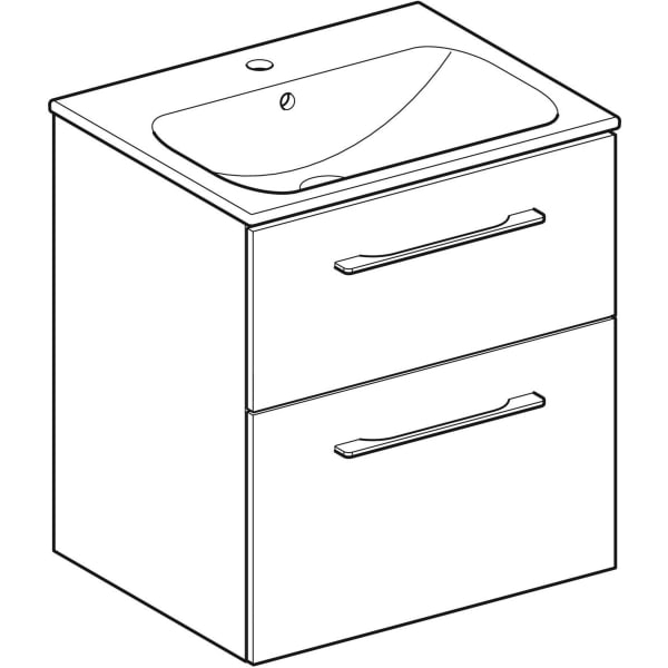 Set mobilier baie suspendat și lavoar Selnova Square 60 cm Geberit 2 sertare [7]