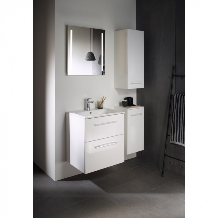 Set mobilier baie suspendat și lavoar Selnova Square 60 cm Geberit 2 sertare [2]