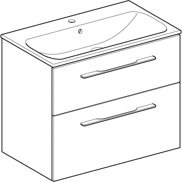 Set mobilier suspendat și lavoar pentru baie Selnova Square 80 cm Geberit 2 sertare [8]