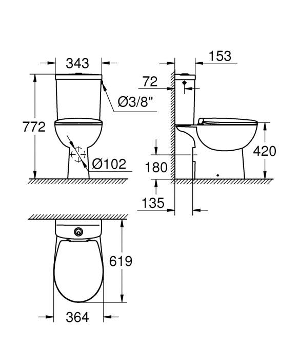 Set WC stativ Rimless Bau Ceramic [3]