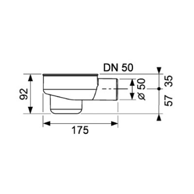 Sifon orizontal TECE drainline DN50, inaltime montaj 120mm 0,8l/s [2]