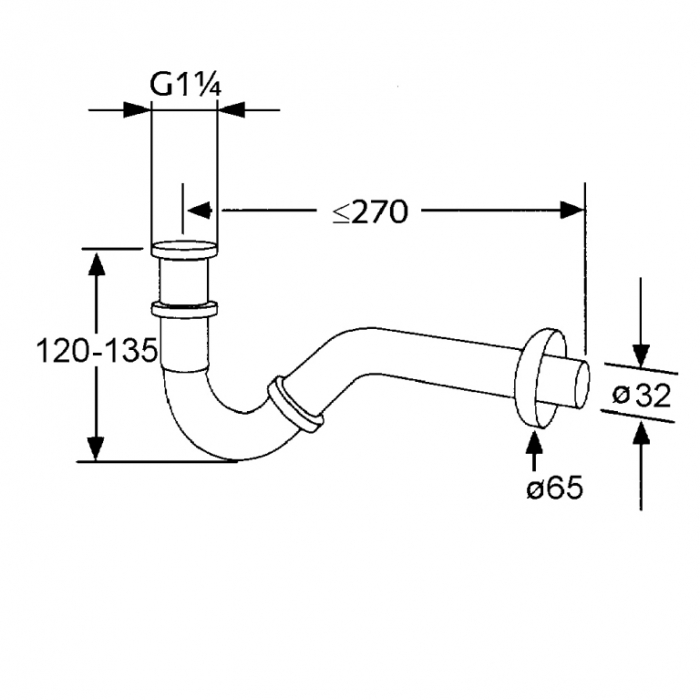 Sifon tubular KLUDI pentru bideu g 1 1/4 x 32mm [2]
