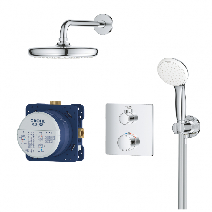 Sistem dus incastrat cu termostat Grohtherm Grohe cu cap dus Tempesta 210 patrat [2]