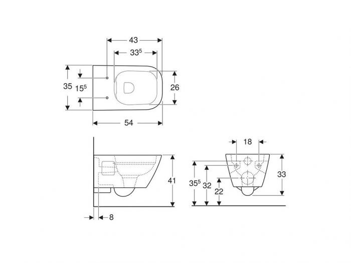 Vas WC suspendat 54 cm Selnova Square [3]