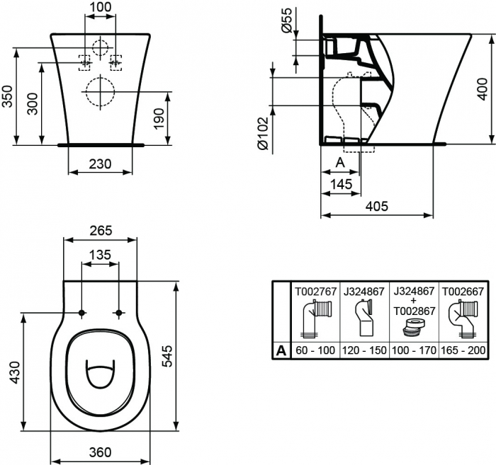 WC stativ Connect Air Ideal Standard E004201 [2]