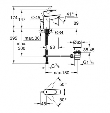 Baterie lavoar monocomandă S Bauedge Grohe [2]