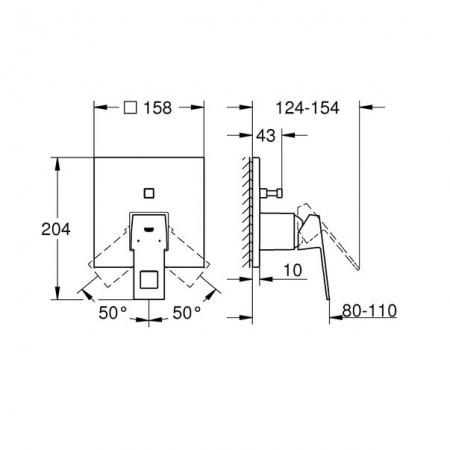 Baterie cadă/duș monocomandă încastrată Eurocube Grohe cu 2 ieșiri [3]
