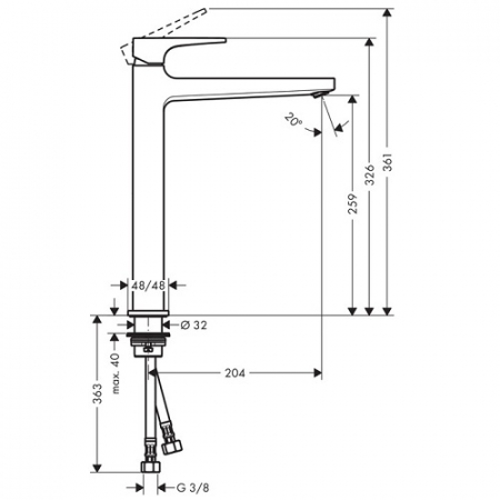 Baterie lavoar Metropol 260 Hansgrohe cu ventil click-clack [4]