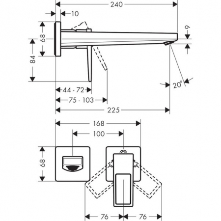 Baterie lavoar perete Metropol Hansgrohe cu pipă 22.5 cm [2]