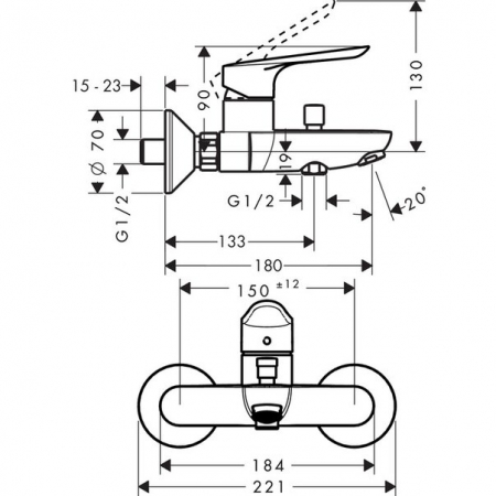 Baterie cadă Logis E Hansgrohe [1]