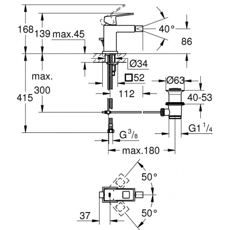 Baterie bideu 23138000 Grohe Eurocube [1]