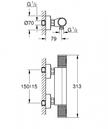 Baterie dus cu termostat Grohtherm 1000 Performance Grohe [3]