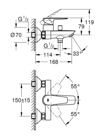 Baterie cadă-dus monocomandă Bauedge Grohe [4]